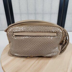 Whiting and Davis Vintage Pearl Metal Mesh & Faux Leather Shoulder Bag Purse